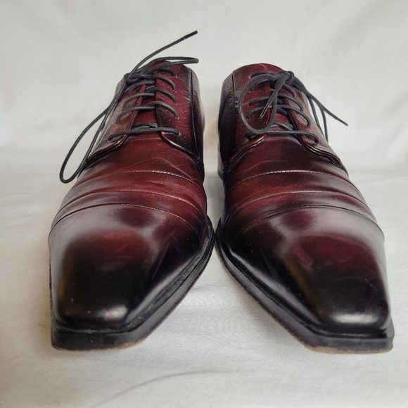 Jo Ghost Leather Oxfords Men's Dress Shoes Distressed Oxblood Colouring Size 40 - Picture 5 of 10